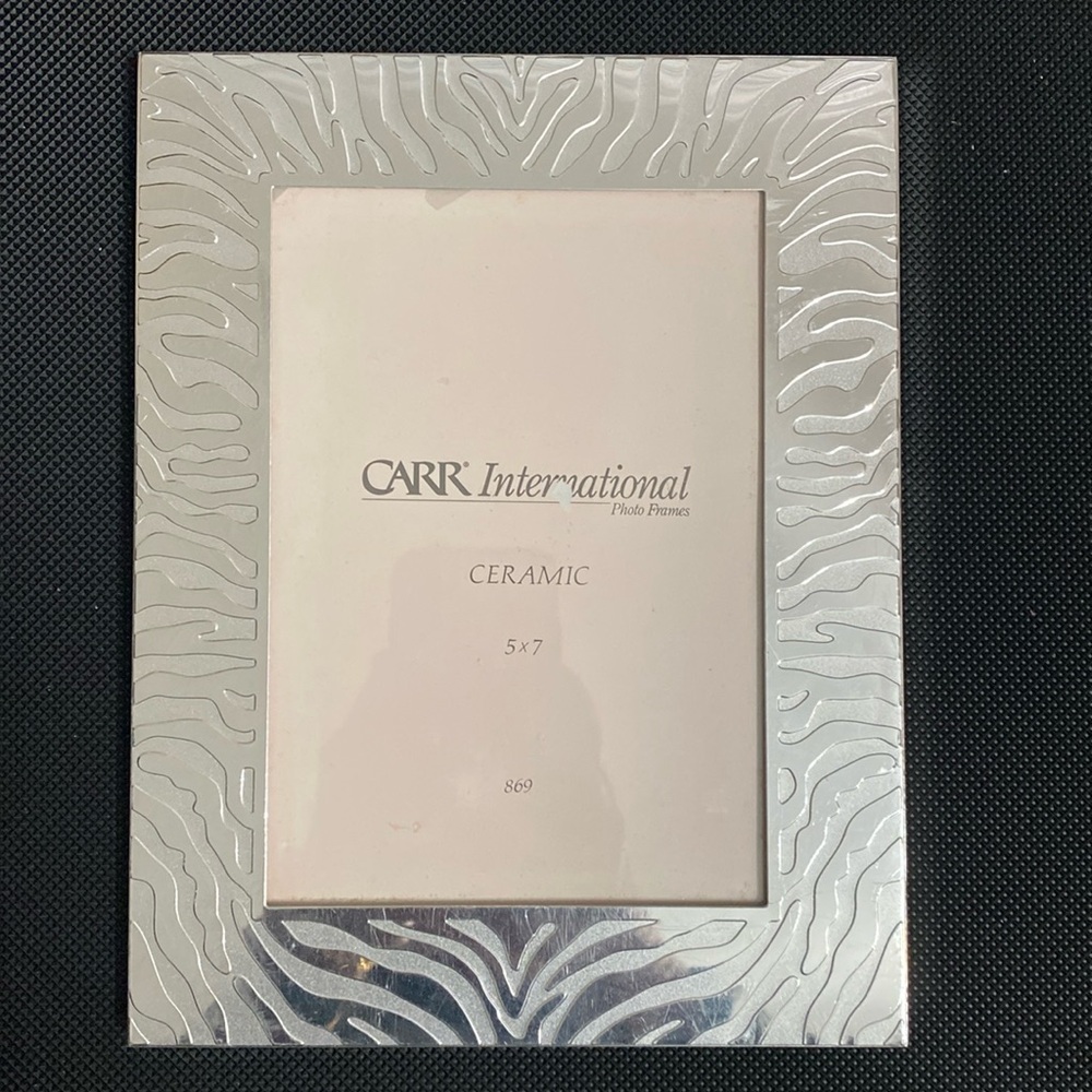 Vintage Carr Silver Zebra pattern Photo Frame 5x7